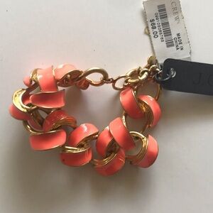 NWT J. Crew Coral and Gold Chain Link Bracelet 🔴